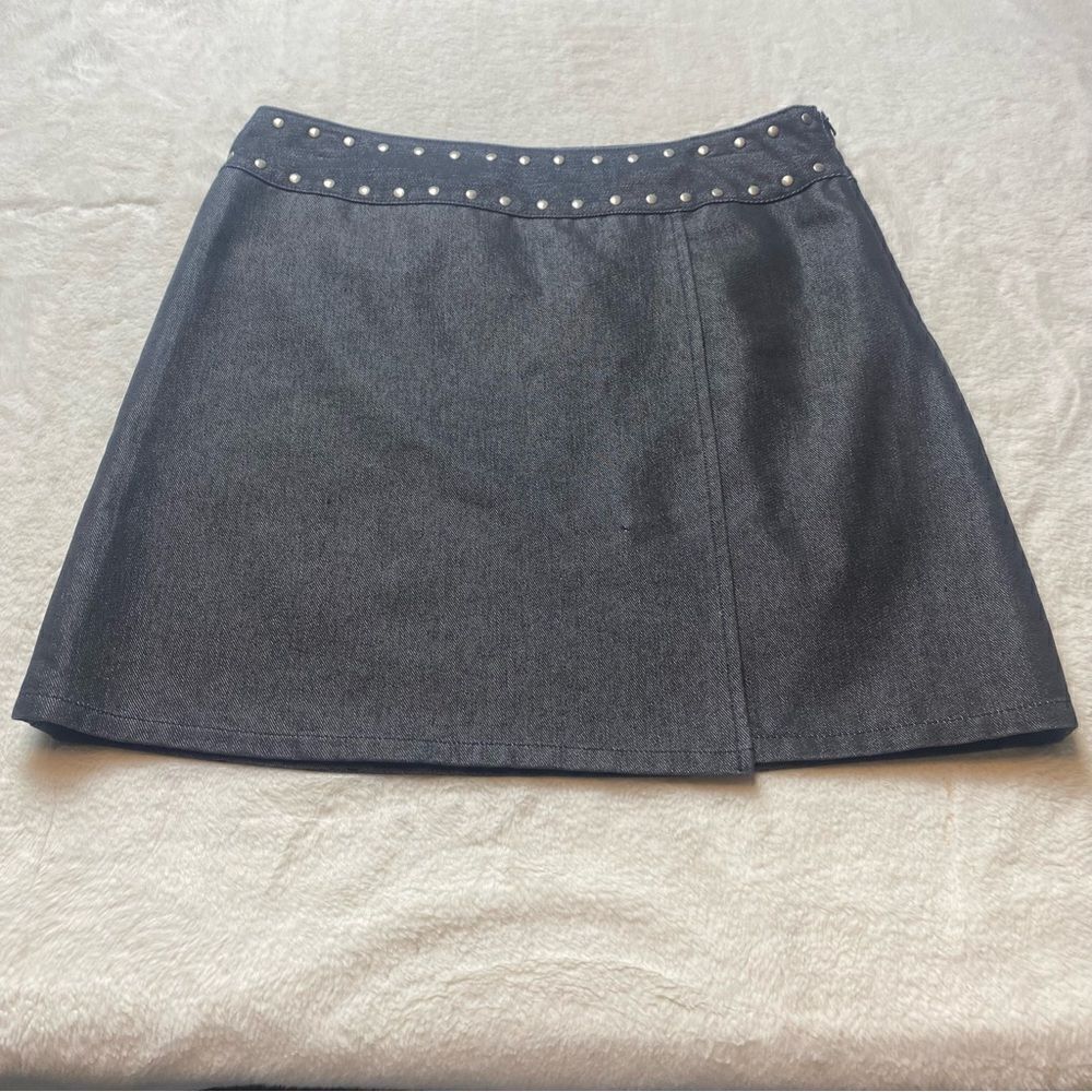 Esprit Black Denim Skirt with Silver Riveted Waist Size 11/12